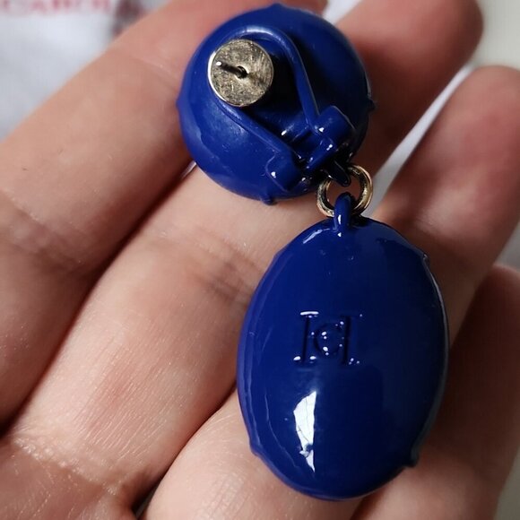 CAROLINA HERRERA | Faceted Crystal Drop Earrings navy Blue - Picture 7 of 7